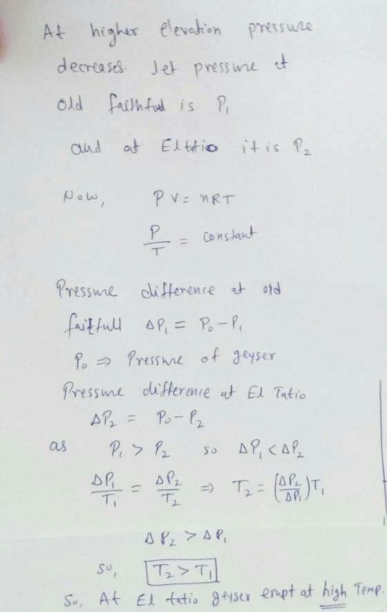 At highs ele Psue decrass Je preswne t old aif is ?, evehon = Constant. Pressure of eyser 216 T, 12 s.. At Elfrti。84ser er p