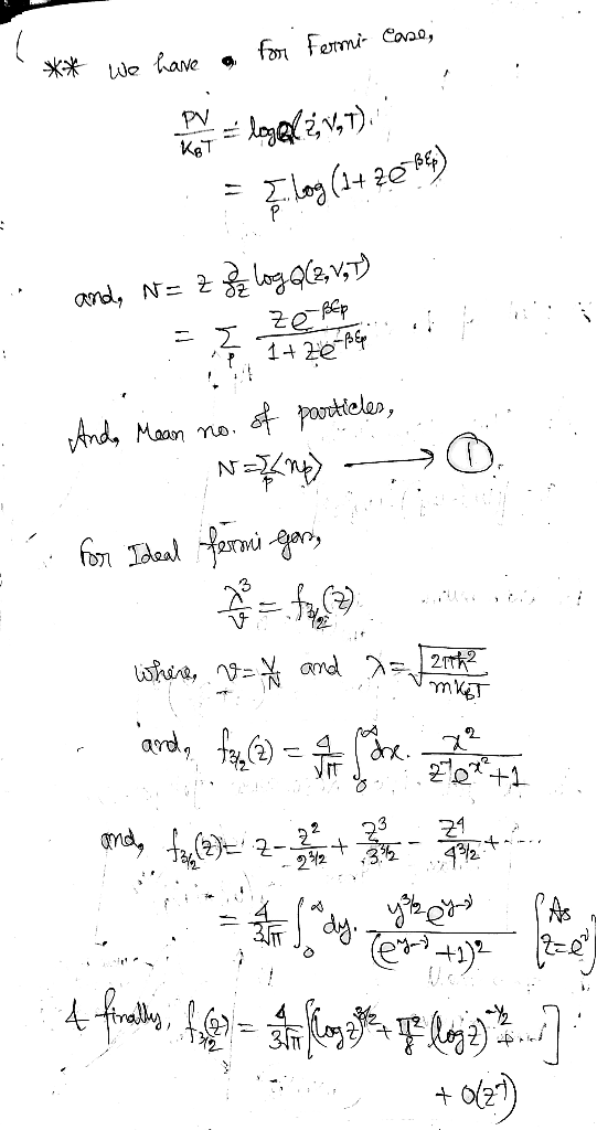 fo Fermi Coao, ** e have ,T) Leg(+) and, N 2 pookloles, Amd, Maan mD fo Tal air and 21TK2 mkT 0*+1 gnd,(2- 32 2 PAS