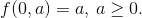 f(0,a)=a,\, a\ge 0.
