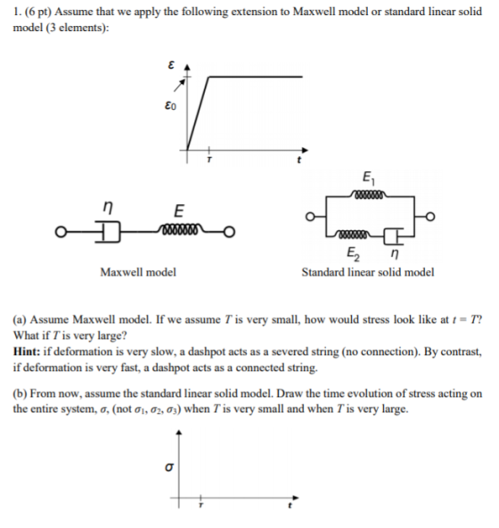 1. (6 pt) Assume that we apply the following extension to Maxwell model or standard linear solid model (3 elements): 0 80008