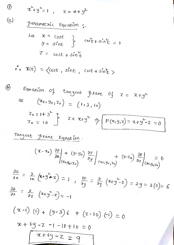 arametic Equ ation -- Let Cost cestt sint = Z COst Sin t sint > t = <Cost, sint Cust Equation o tangent ^ane f (b) at - ZD 3