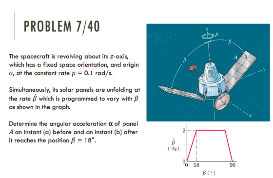 PROBLEM 7/40 2 The spacecraft is revolving about its z-axis, which has a fixed space orientation, and origin 0, at the consta