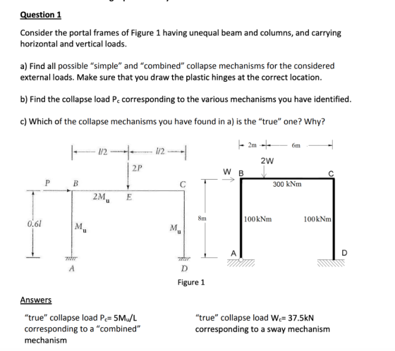 Uestion 1 Consider The Portal Frames Of Figure 1 Having Unequal Beam 