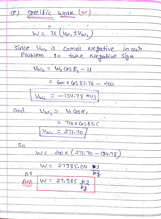 Specific Woxk in aur Comes Negative Negative sign since is Pfoblem tcuke W Cos Vw Goo X CoS 83.76 134.78 m Vi Cos and 70x CoS