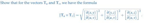 Show that for the vectors Tu and Ty, we have the formula u, V U,V