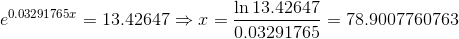 In 13.42647 0.03291765x 78.9007760763 13.42647 x 0.03291765