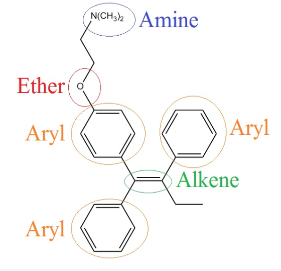 ( N(CH3)2 ) Amine Ether o Aryl Aryl Alkene Aryl