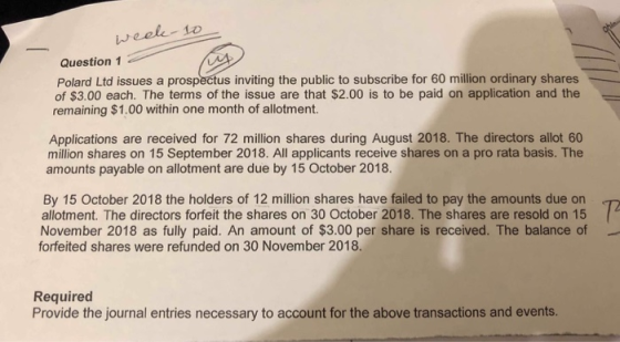 weele to Question 1 Polard Ltd issues a prospectus inviting the public to subscribe for 60 million ordinary shares of $3.00 e