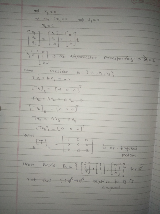 Now B. ence s an diagonal Hence Basis B