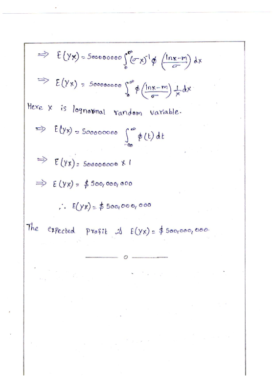 Heve x is lognevmal Yandem varable. E(yx) : 500,000, ooo