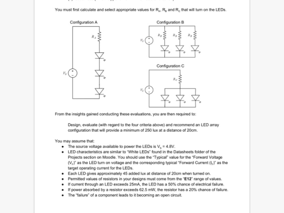 You must first calculate and select appropriate values for R. R and Rc that will tun on the LEDs. Configuration A Configurati