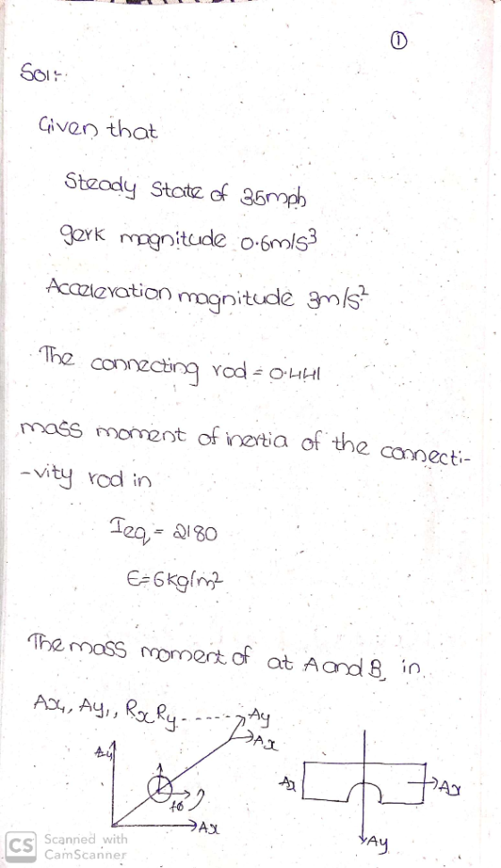 So Civen that Steody Stote of 36mp erk magnitude o-6mls3 Acczlevation mognitude amst The connecting vod - ouH MAŠS moment of