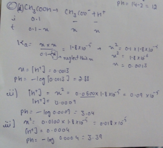 ph: 14-2-12 OCnCoon- cng coo tht 0.1 t 0.1-1 1Ka o1naglect Hel n Hhi 0.0013 M-In0-03 8 Ph-leg o co13 2 -S n= 0.050x 18 x1 00