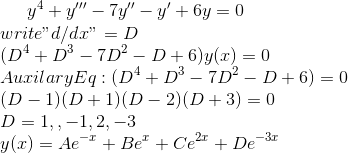 writed/dxD uTL ar (D - 1)(D+1)(D 2) (D +3)0 D 1,,-1,2,-3