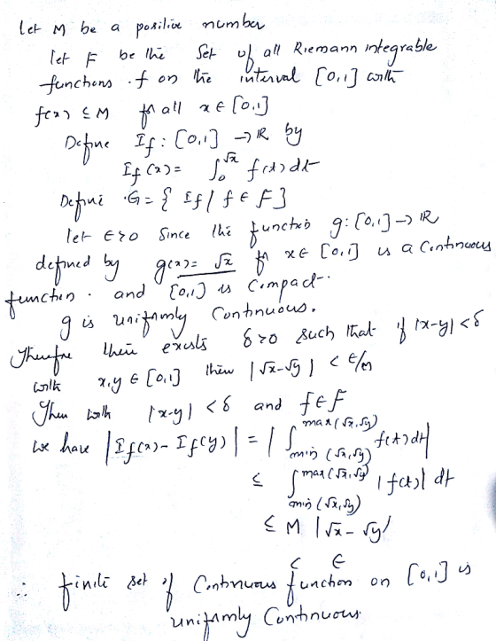 peaikin le M be kegrable uterval Co] cl all Riemann Tet F fenchons f be lhi on he atl ECa fdr De fiai EfeF -> let Eo Since Co