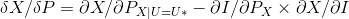 \delta X/\delta P = \partial X/\partial P _{X|U=U*} - \partial I/\partial P_{X}\times \partial X /\partial I