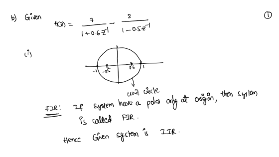 b) Given U) have a poles on s cales FIR encc