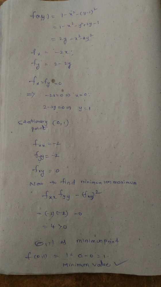 1- 1-x-y+24- 2 2- C O --2-1 0 2-2y0 Stationary Co, t) point 2-2 -2 tind minimum (en moximum 40 NOw ) ) -O minimun point 14 C-
