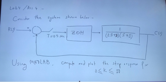 Laby /Ass.& System shon Lel Cnide the Ru + 1 2oH T-05 sec D+S)(ES) Using MADLAB CAmpat ond plot the str sp DK10