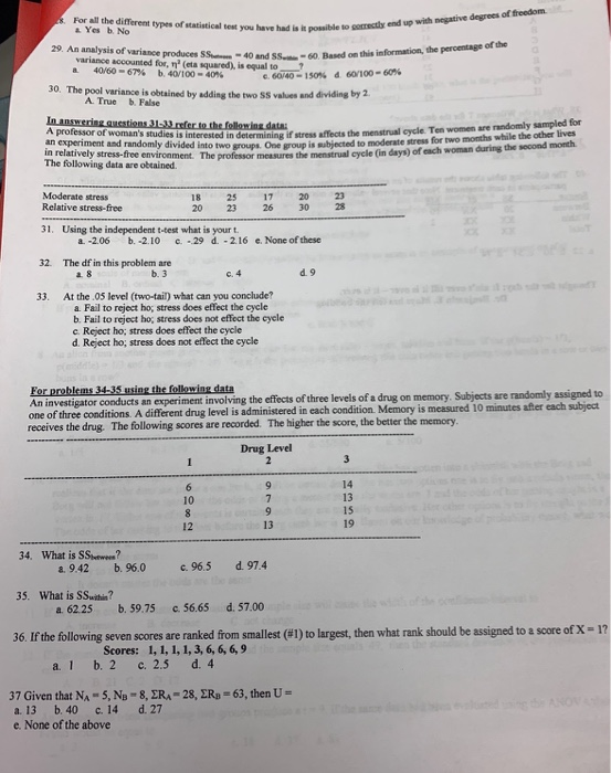 For all the different types of statistical test you have had is it 