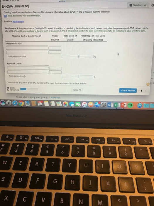 Question Help E4-29A (similar to) Gooding idstres daduros freezers. Here is some infrmation ubod ED(Cilick the loon to view t