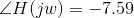 \angle H(jw) = -7.59