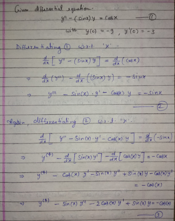 suahion gCsinz)y Giuem difaranhial ty(e)- Differn tiahng t d Stur Sin(x) yCosk y-sinx Agai olifnahiahg (-Sina ySin ()y- Ce()Y