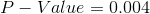 P-Value = 0.004
