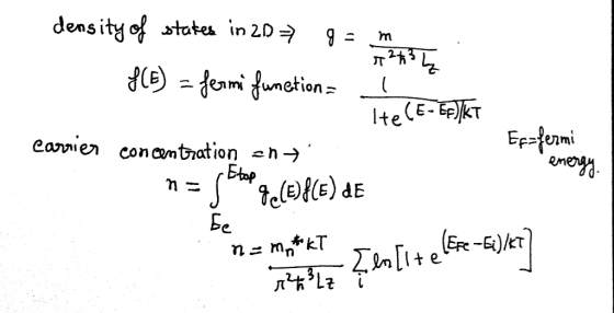 density of states in 2D gs.m ewnie concentration n→ Etop ane Se