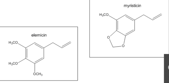 myristicin Насо elemicin Hасо, о Hасо ОСH3