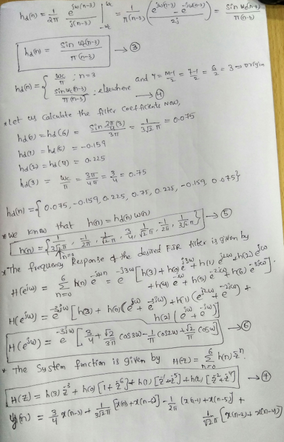 hd(n)ニ9 stnMt_リ .elgewhee alet eng Calculate the ther Coef .AcentNnd, 3J2. (s) e h@ ( e+ eヅ * The System 早wh ction 18 given b