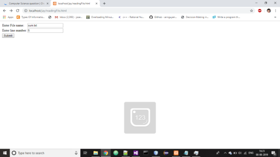 localhost/jay/reading File.html Computer Science question | Che X C localhost/jay/reading File. htm l Apps C Types Of Informa
