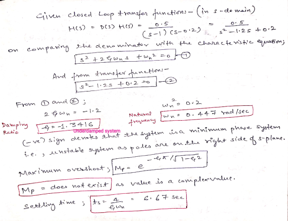 From (Dand 4 Natura enJ Rcte derdamped system side s-plane. does not ex 1sナ| as ra u e -İs a ce m p.JeK