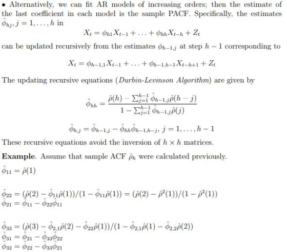Alternatively, we can fit AR models of increasing orders; then the estimate of the last coefficient in each model is the samp