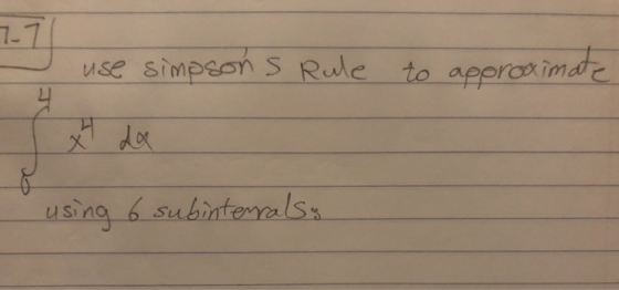 11 use simpeon S Rule to apprimde dor using 6 subinterralss