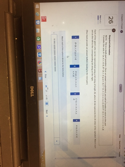 44 N Chapter 2 Exam Sred Help Seve & Exit Submit 26 Required information NOTE: This is a multi-part question Once an answer i