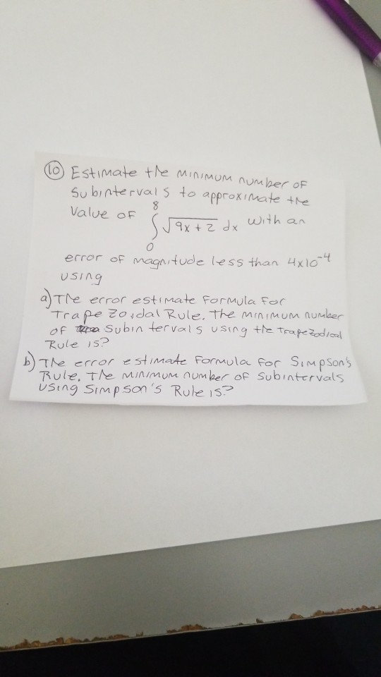 lo Estimate the MinimUM number oF Su bintervalS to approximate the Valve oF an MEO 2 + Xb error of Magntude less than 4xlo US