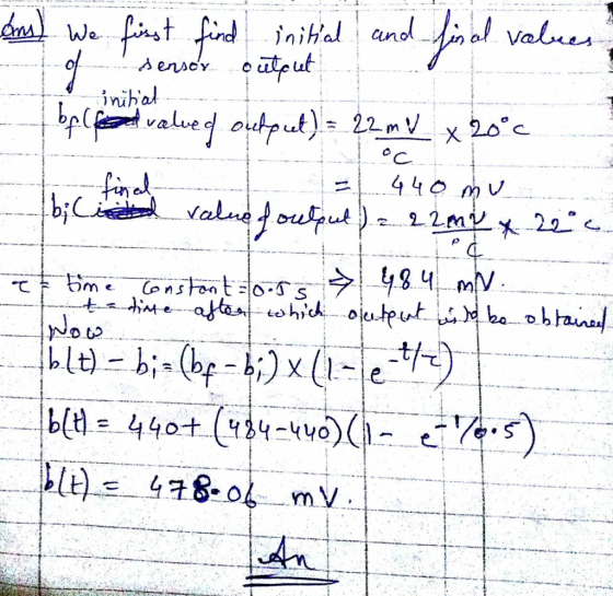 first find fial value inihal and We atut ensoy inihal bd alve output)- 22m 20c 4 40 mU 22mx22 aoqut &8 4 mV m e S.O u hinteaf