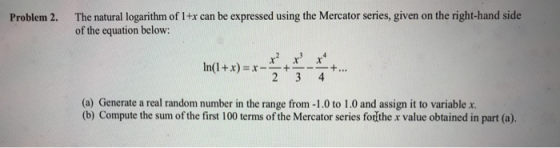 The natural logarithm of 1+x can be expressed using the Mercator series, given on the right-hand side of the equation below: