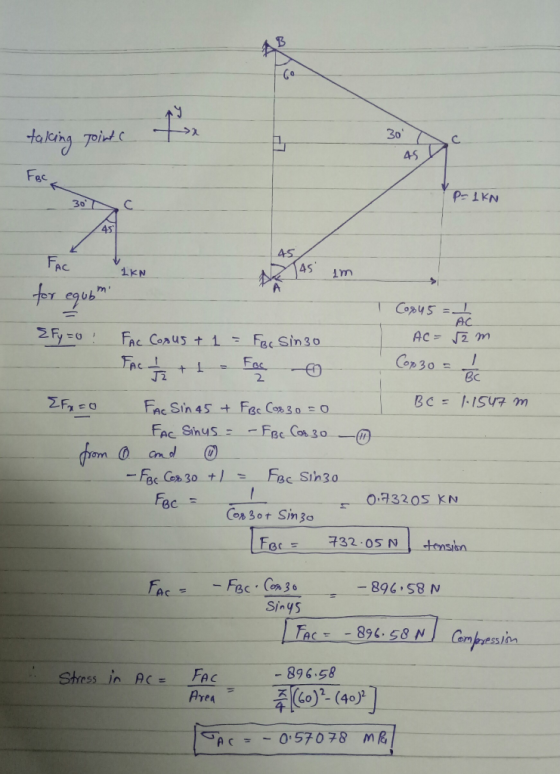30 taing Taindc 4S Fec P- IKN 30 C 4S 45 FAC A45 A 1KN T-Sheo AC Fac Conus + 1-Fac Sin 30 AC- 2 m Cor 30 BC FAc Foe BC= 1.ISY