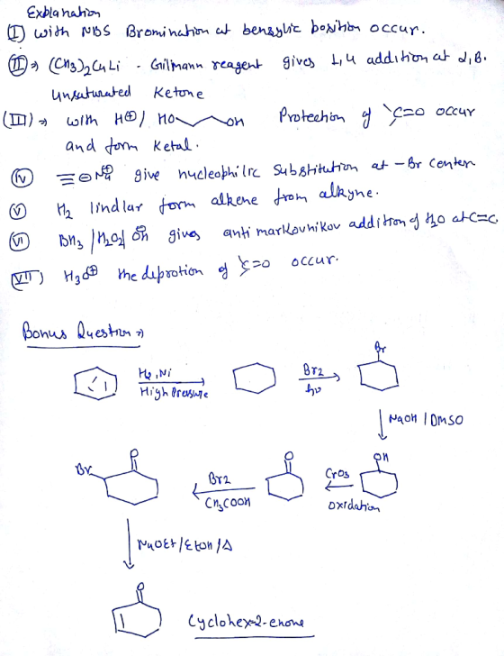 Exbla hah unutuwted Ketune and donm Ketal alkehe ro o OCcur Br2 bv MaoH I OmSo Cros Cscoon Cyclohey-2-enone