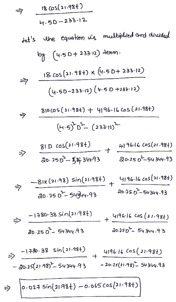 18 Cos( 21.98t ㄐ-5D-233 . I 2. equahon us mudtiplied ord diuide dts the (ч.50+233-12) tem by 8 Cos (21.18t) x (4.5 D+ 233-12