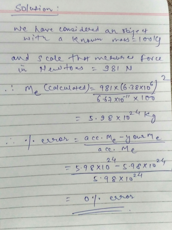 Solwpion Kare conai desed with We an and S cole hr force ne be9 e Newto 981 2 Me Ccalculated) 981x (6 28X10 24 5.9 8 X 10 Me