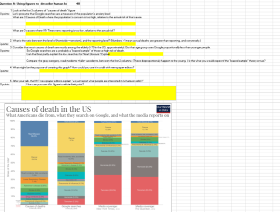 40 uestion A: Using figures to describe human be 1 Look at the first 3 columns of causes of death figure Opoints /h e 3Ce o