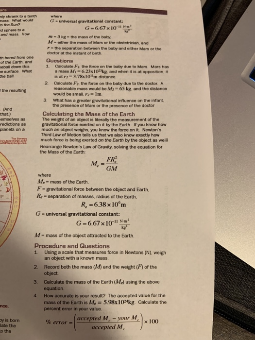 ars nly shrank to a tenth mass What would o the Sun? d sphere to a and mass How where G-untversal gravitational constant: G-6