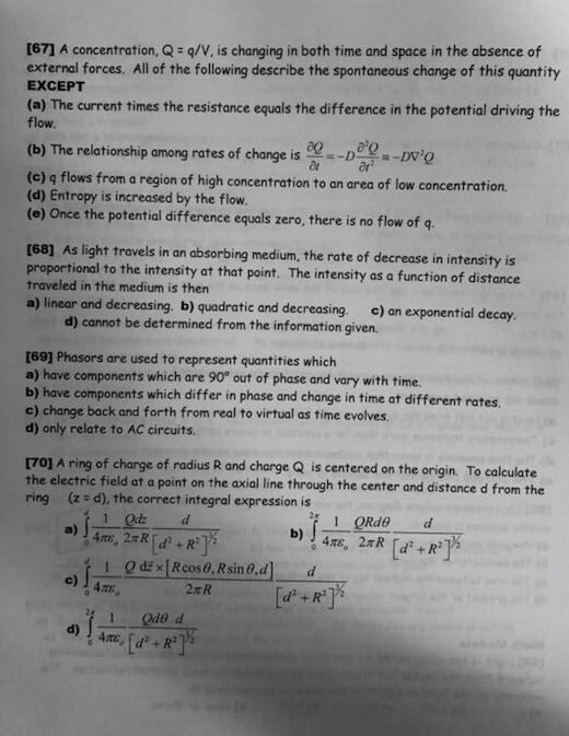 [67] A concentration, Q q/V, is changing in both time and space in the absence of external forces. All of the following deser