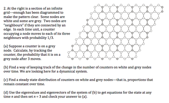2. At the right is a section of an infinite grid--enough has been diagrammed to make the pattern clear. Some nodes are white
