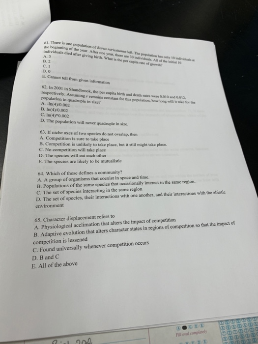 61. There is one population of Rarus the beginning of the year. After one individuals died after giving birth. What is the pe
