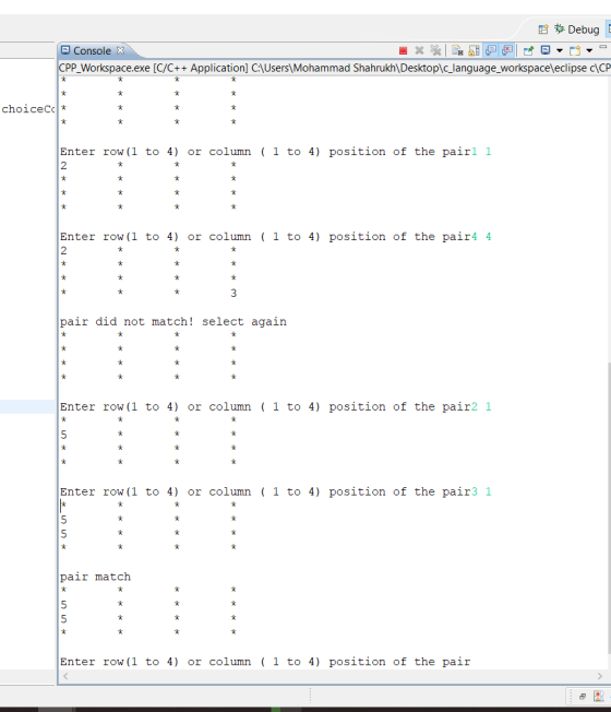 E Console CPP_Workspace.exe [C/C++ Application] C:\Users Mohammad Shahrukh\Desktop\c_language_workspaceleclipse c\CP Choi ceg