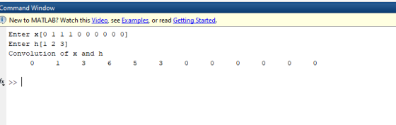 Command Window New to MATLAB? Watch this Video, see Examples, or read Getting Started. Enter x[o1 l 1 0 0 0 0 0 01 Enter hll